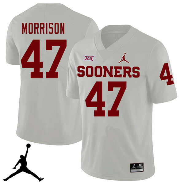 Jordan Brand Men #47 Reece Morrison Oklahoma Sooners 2018 College Football Jerseys Sale-White - Click Image to Close